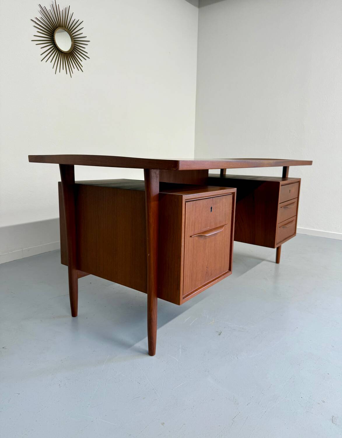 Scandinavian design desk Swiss Teack 70s vintage teak