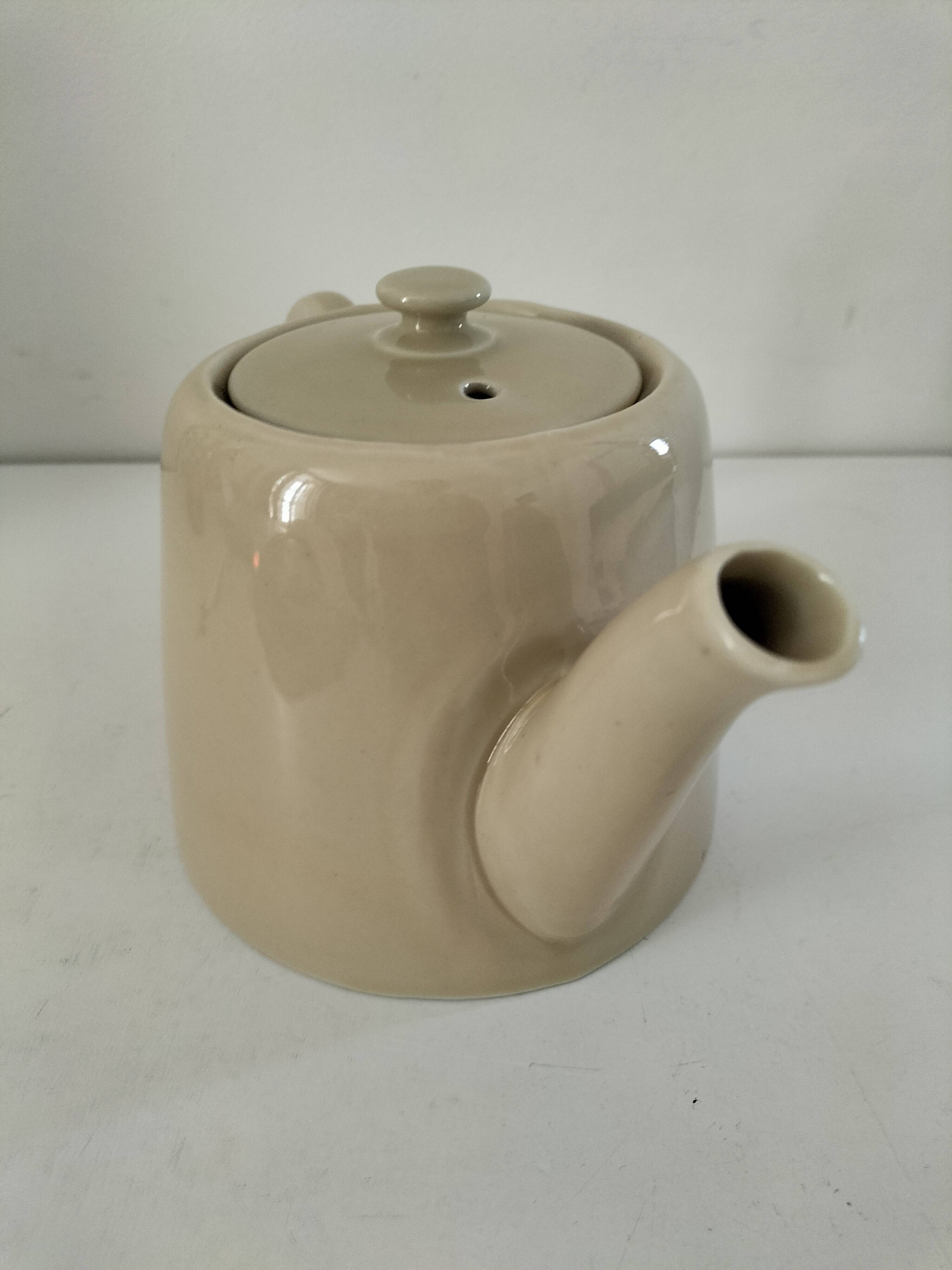 Duo teapot and milk jug in greige ceramic – Vintage bistro style