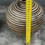 Two Vintage Ethnic Ceramic Vases in Cream and Brown Striped