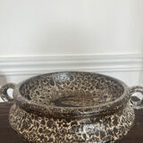 Footed bowl fat lava rock decor 1970