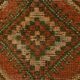 Brick Red Geometric Style Turkish Oushak Runner Rug, 90x340 Cm
