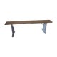 Farm bench, end of bed leg patinated pearl gray, wooden seat