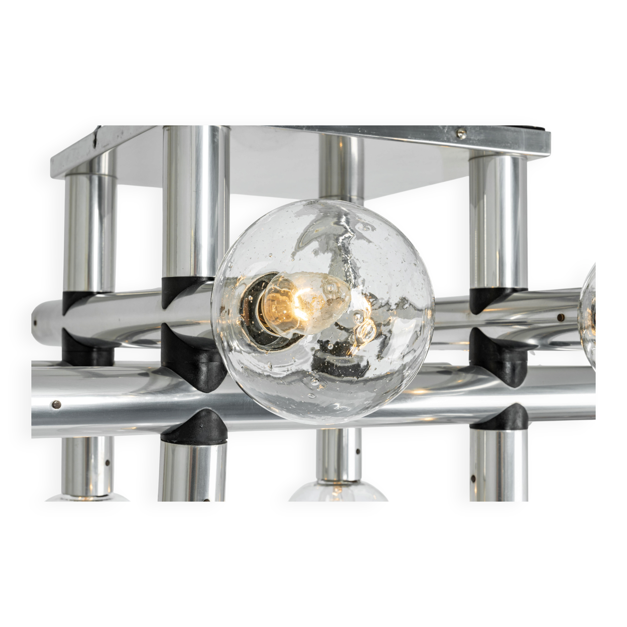 Large Sputnik atomium chrome suspension light by Kalmar, Austria, 1970s.