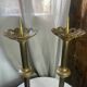 Pair of candlesticks in bronze and brass