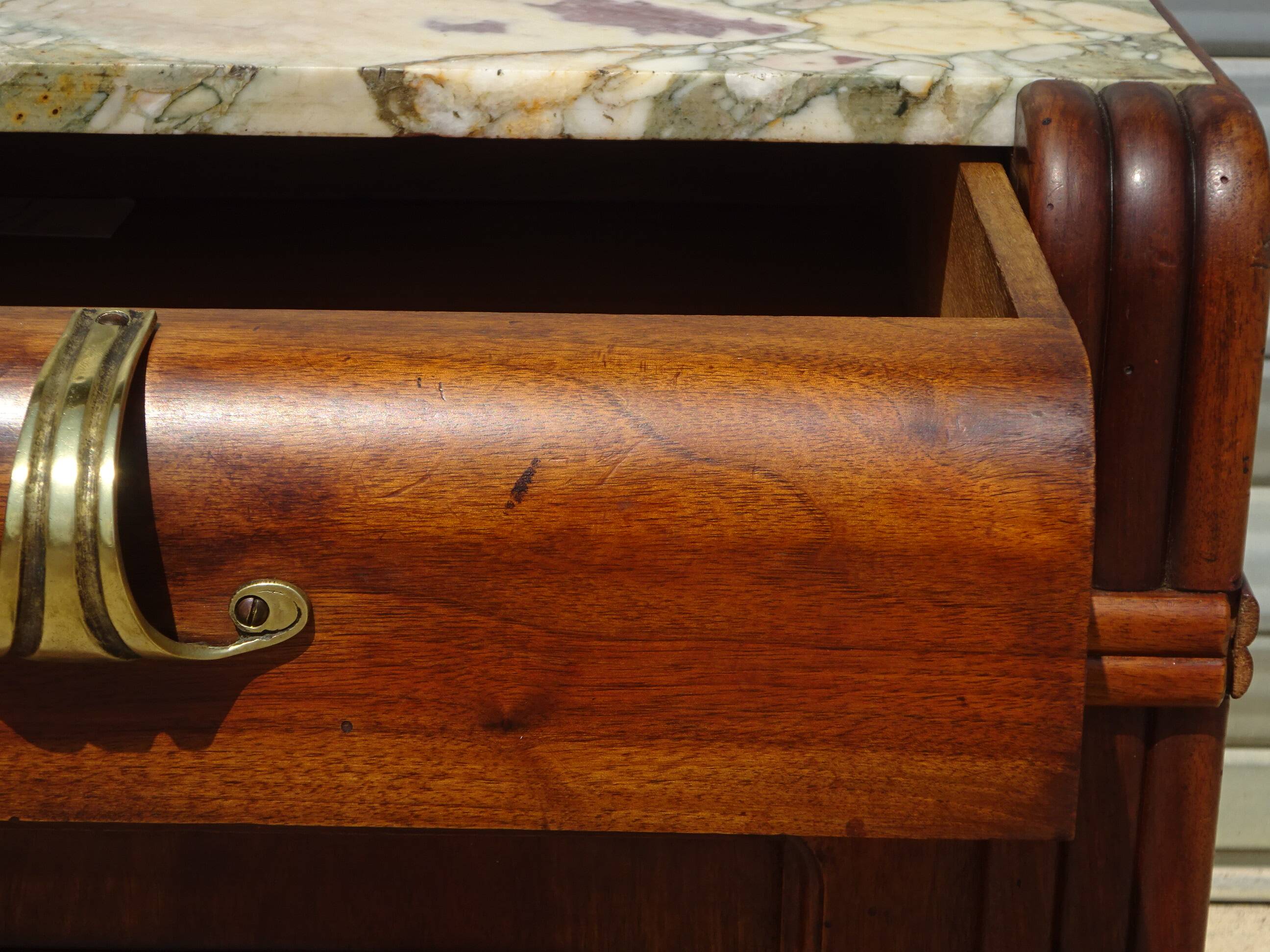 Art Deco sideboard in walnut with a marble top