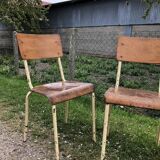 Three vintage school chairs