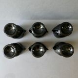 Set of 6 black opaline glass coquetiers, France, 70s