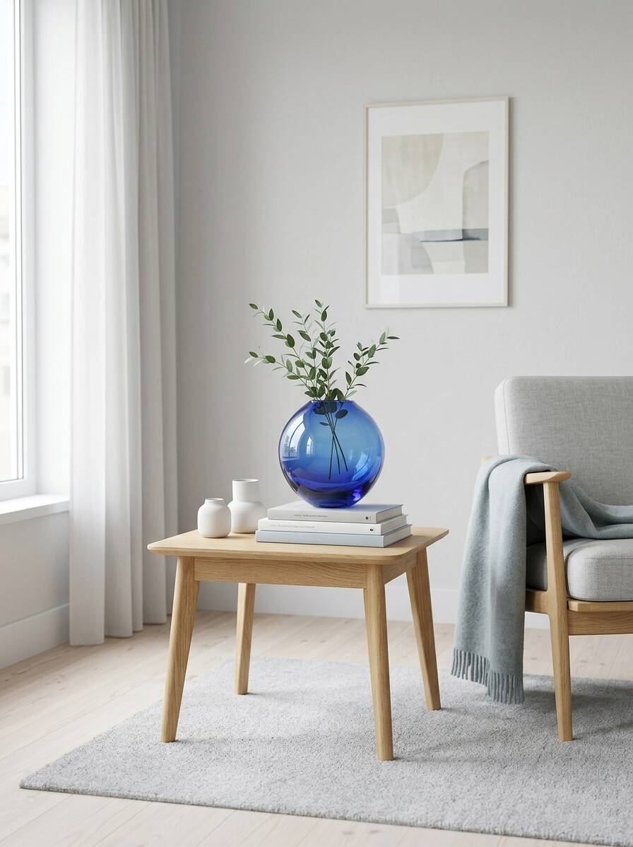 Vintage cobalt blue glass round vase