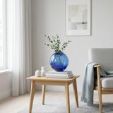 Vintage cobalt blue glass round vase