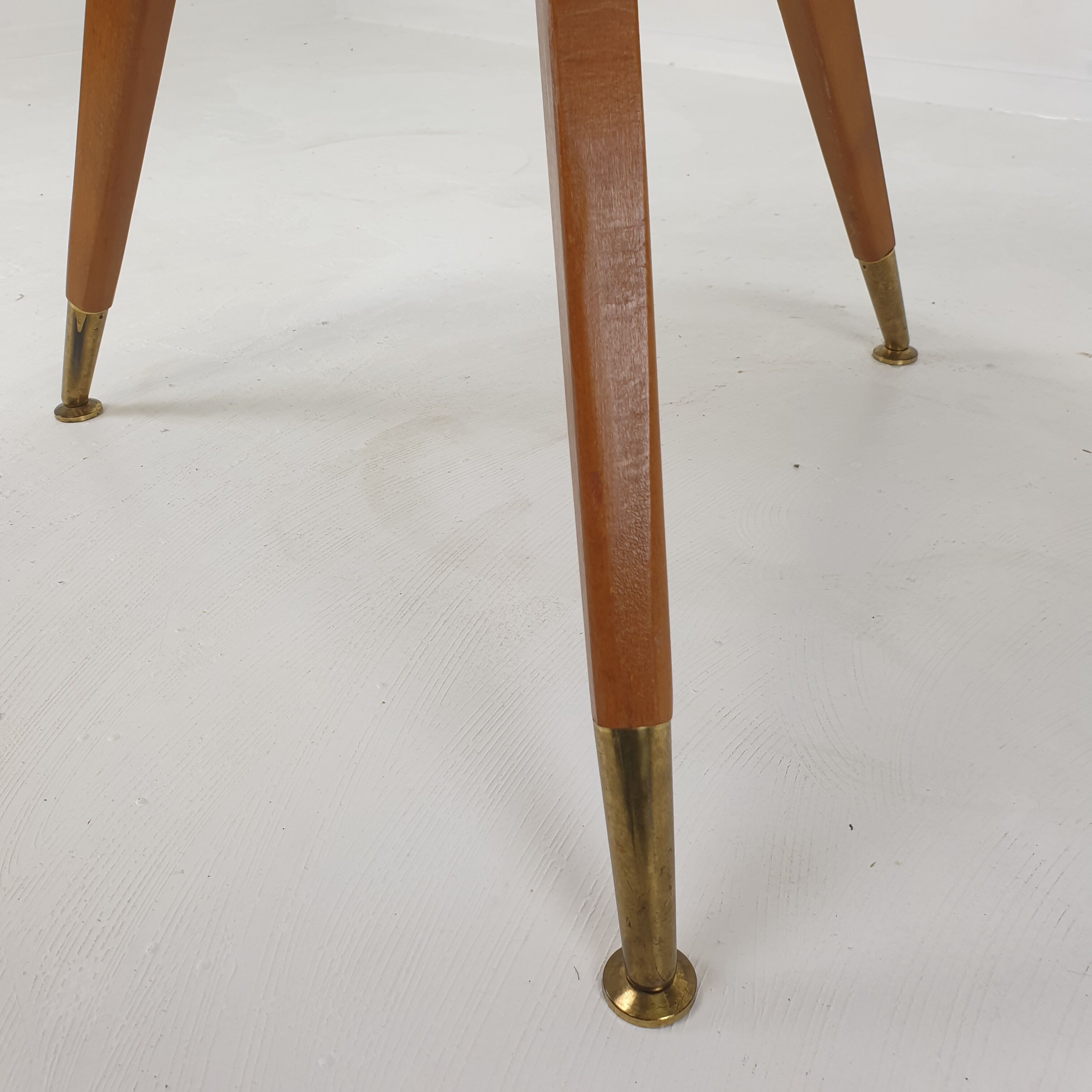 Italian wooden coffee table with brass feet 1960's