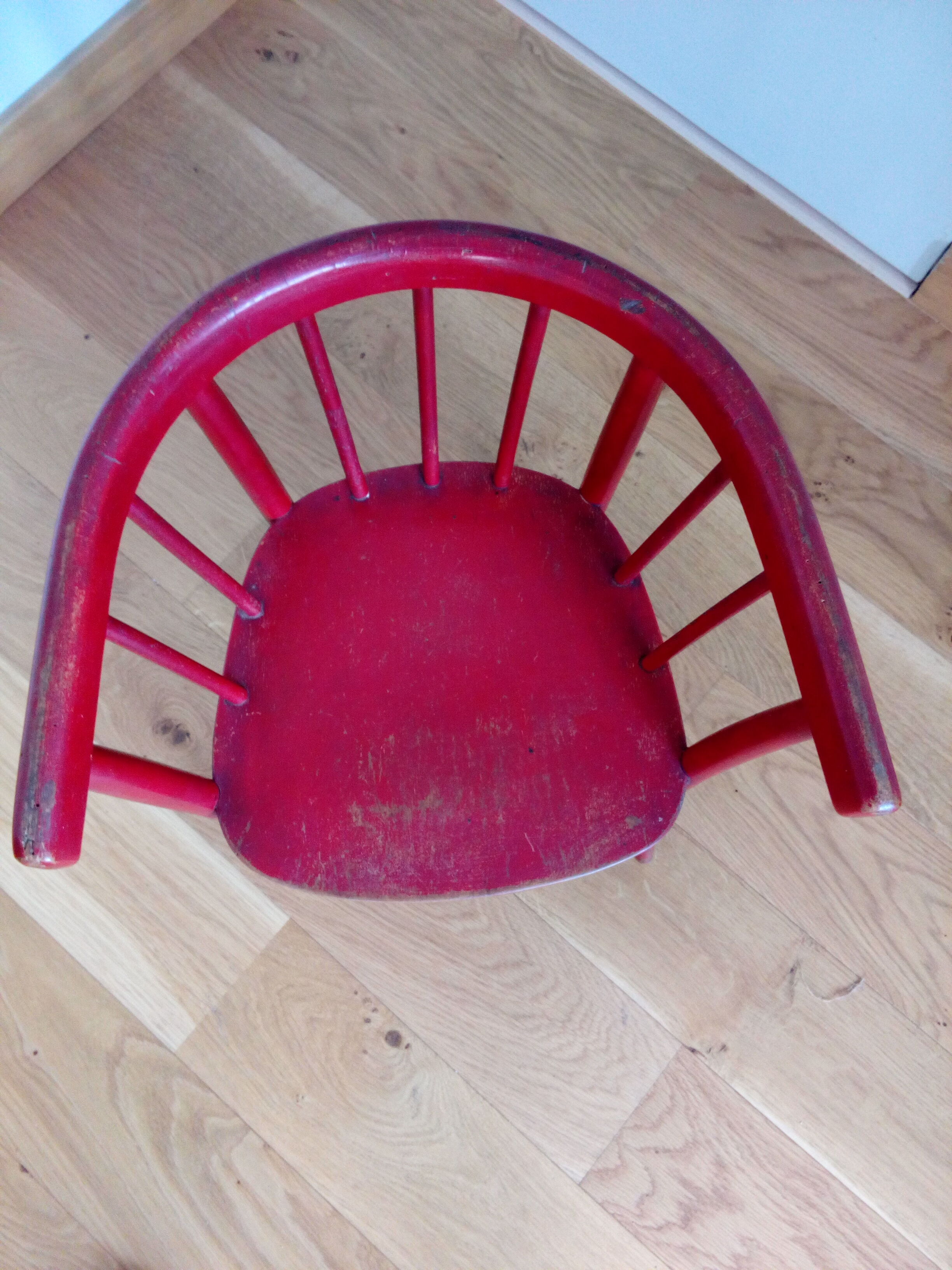 Children's chair JAPY Brothers in red lace-up curved wood