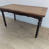 Solid wood coffee table with carved twisted legs