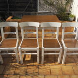 Table with two Italian extensions and 4 chairs
