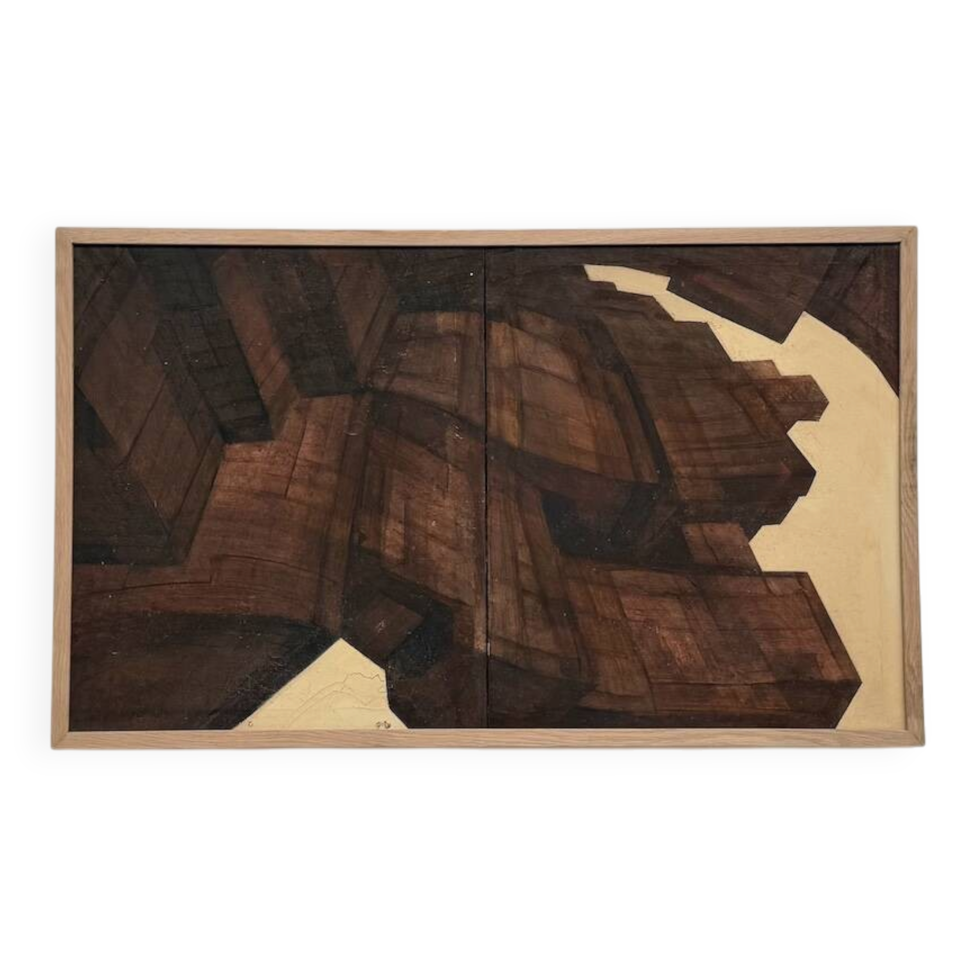 Abstract diptych "deconstructed architecture", France 1970