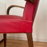 Pair of red skai bridge armchairs from the 60s
