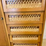 Commode et penderie en bois et rotin