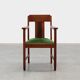 Amsterdamse school oak and velvet side chair, The Netherlands 1920s