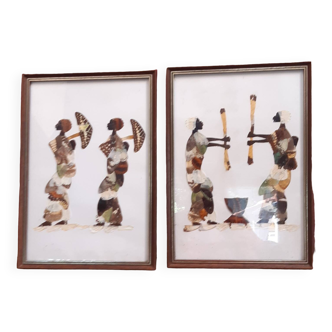 Set of 2 butterfly wing paintings