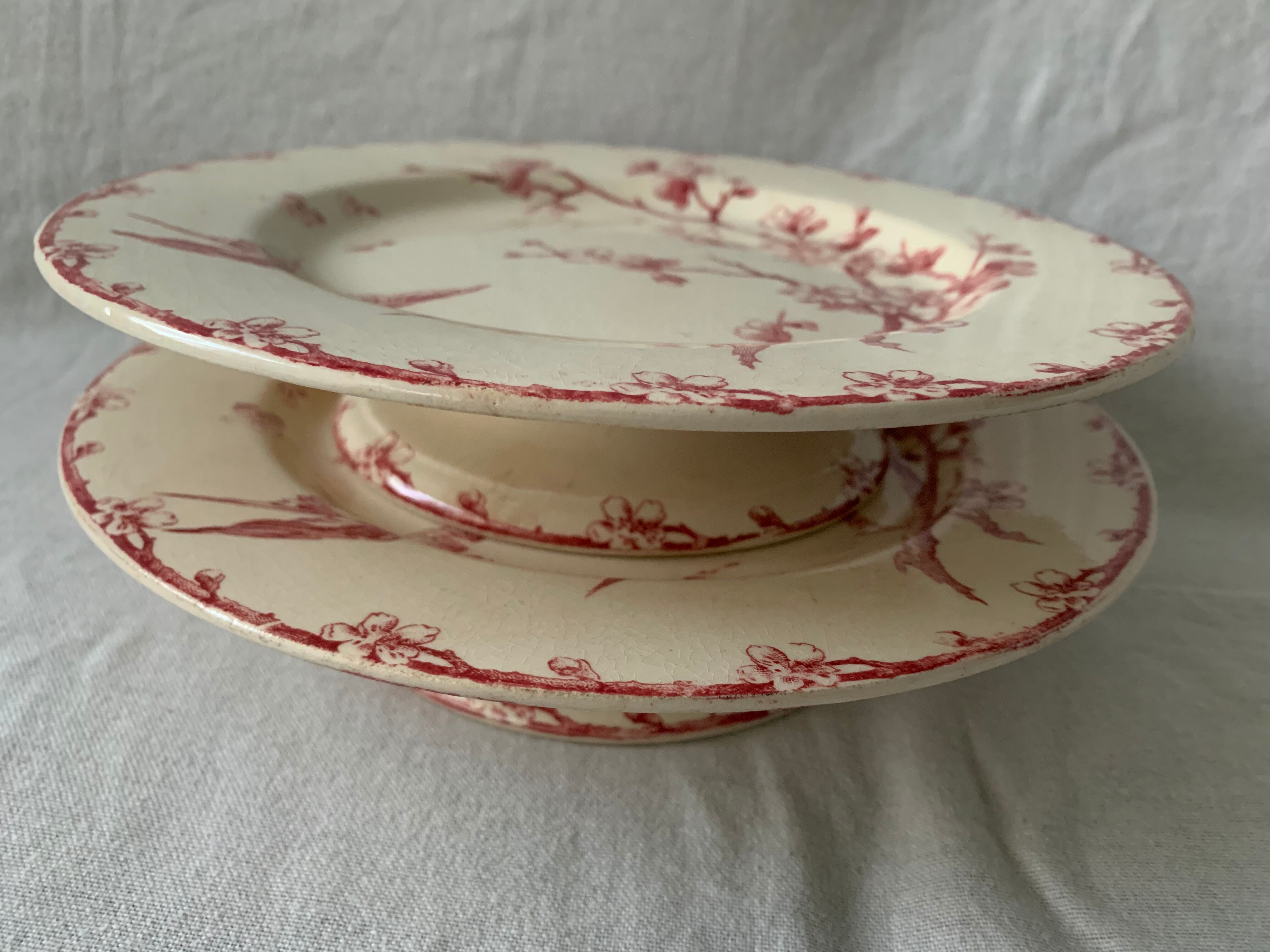 3 red compotiers Gien Iron Land The 20th century Martinets