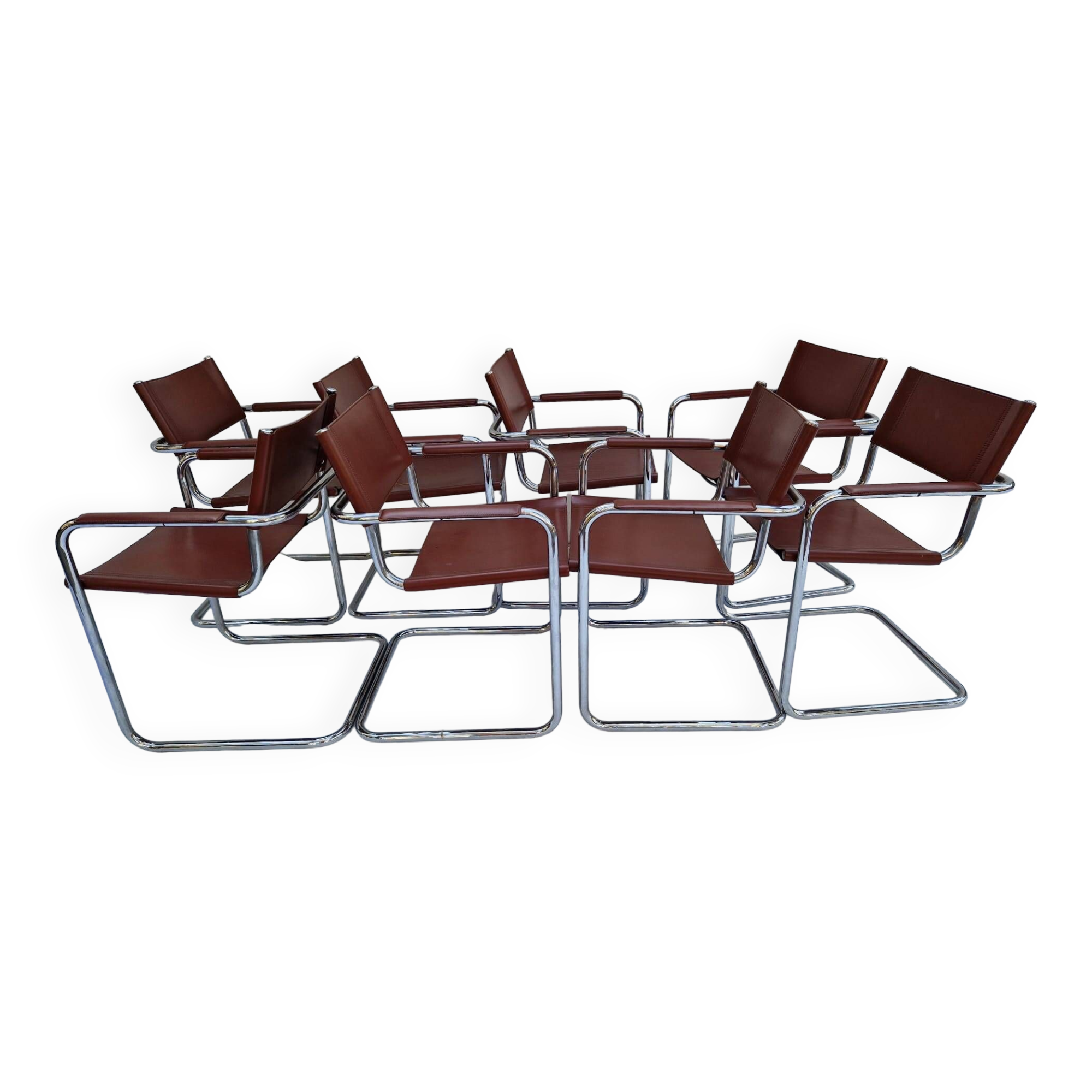 Chaises de Matteo Grassi, années 1960, Set de 8, signées