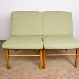 Set of 3 Danish armchairs, laminated beech and mahogany, model AX, Peter Hvidt.