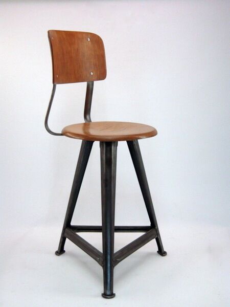 Rowac vintage industrial stool chair from the 1920s