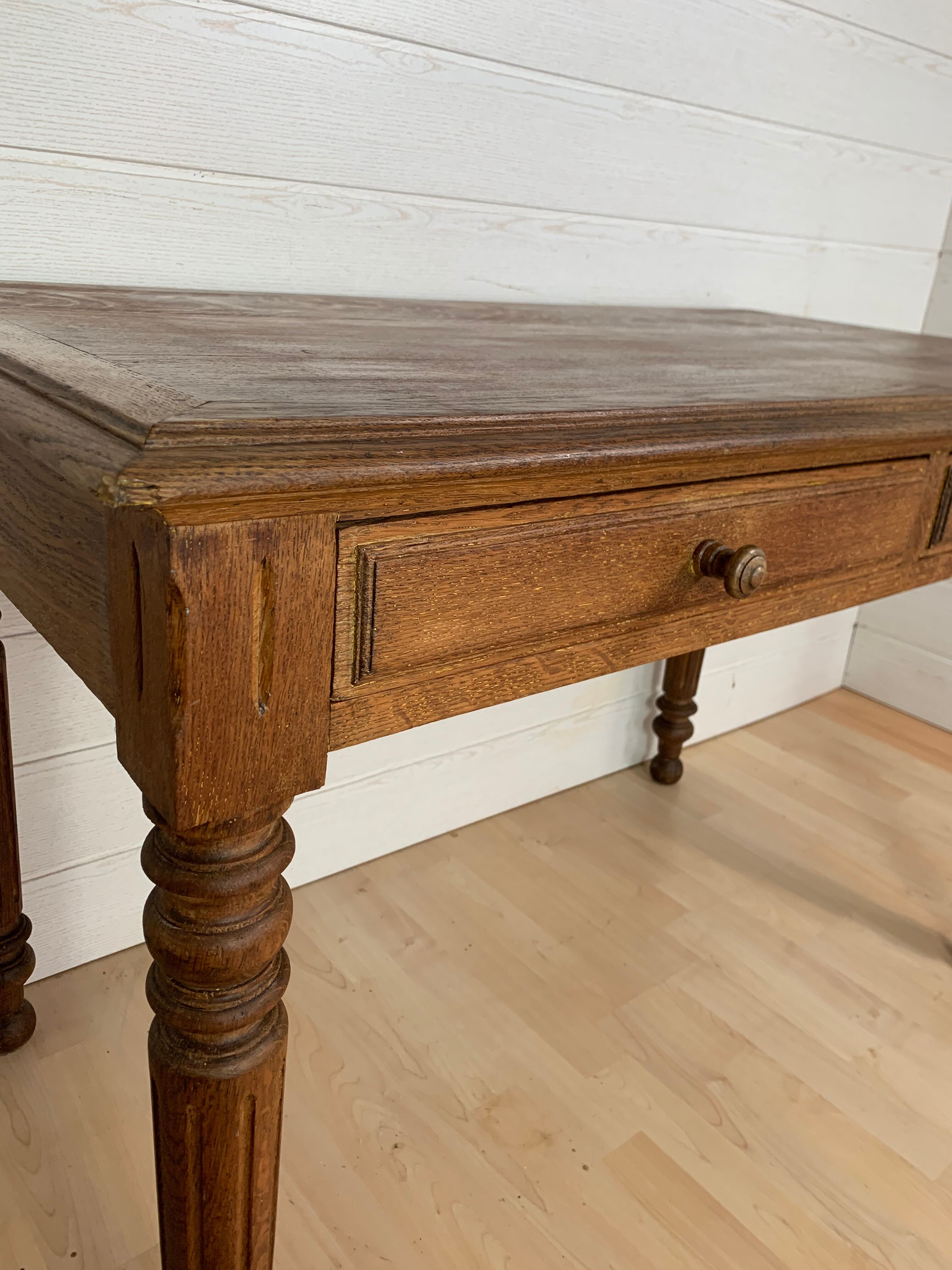 Table de ferme bureau style Louis Philippe en chêne