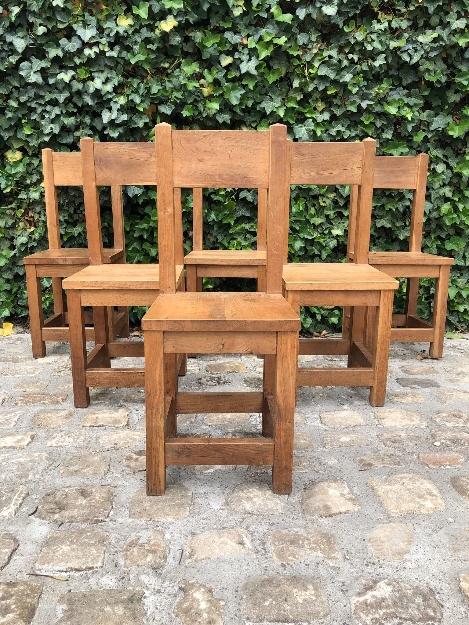 6 solid oak chairs