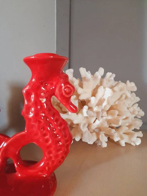 Ceramic seahorse candlestick by Bitossi.
