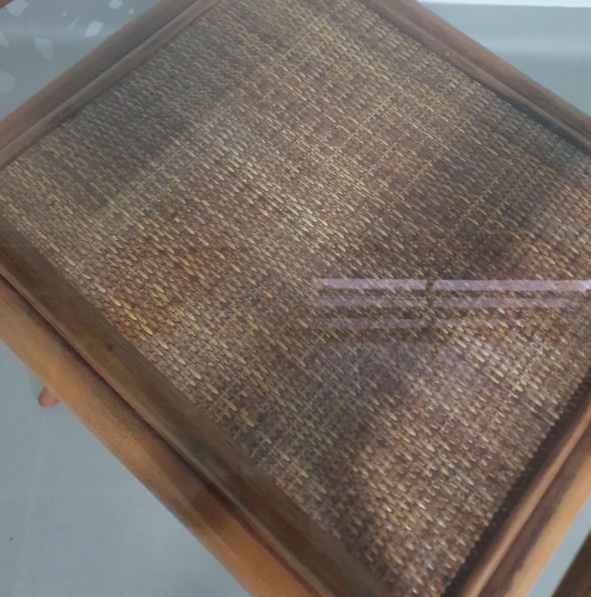 Rattan / bamboo balcony side table / chairs set 1970s