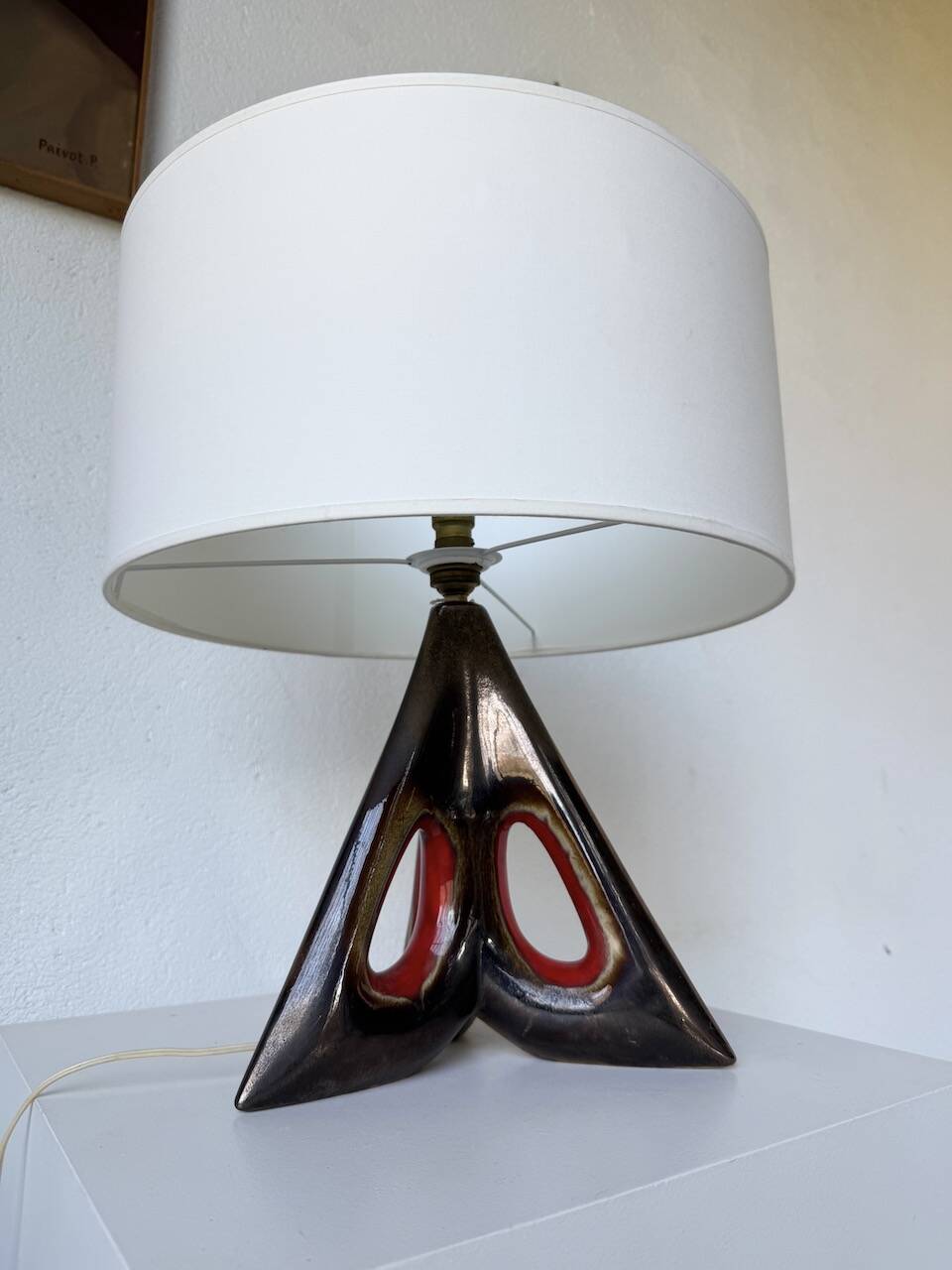 1950s ceramic table lamp, free form
