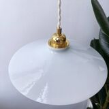 Vintage flat opaline pendant light from the 40s and 50s - large model - several copies available