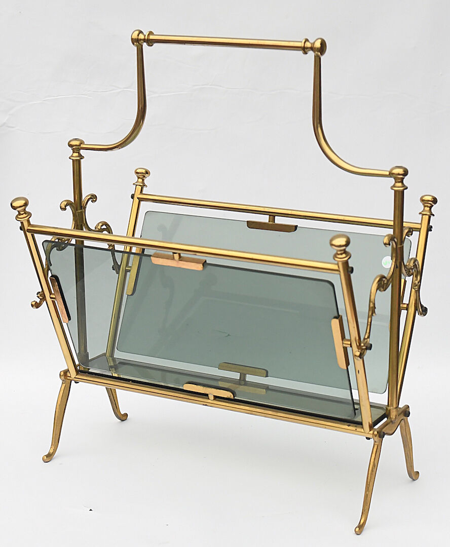 Brass and glass magazine holders