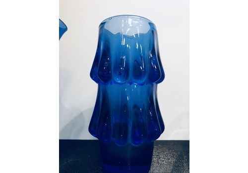 Blue Art Glass Vases By Jiri Brabec For Sklo Union Rosice   1970 S