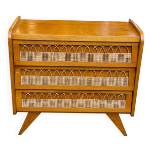 Commode scandinave en - rotin