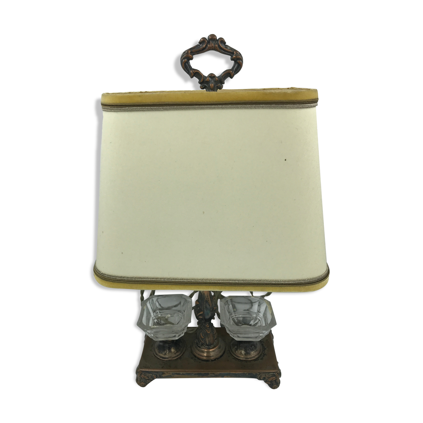 Lampe de bureau  bouillotte avec acier en bronze vintage