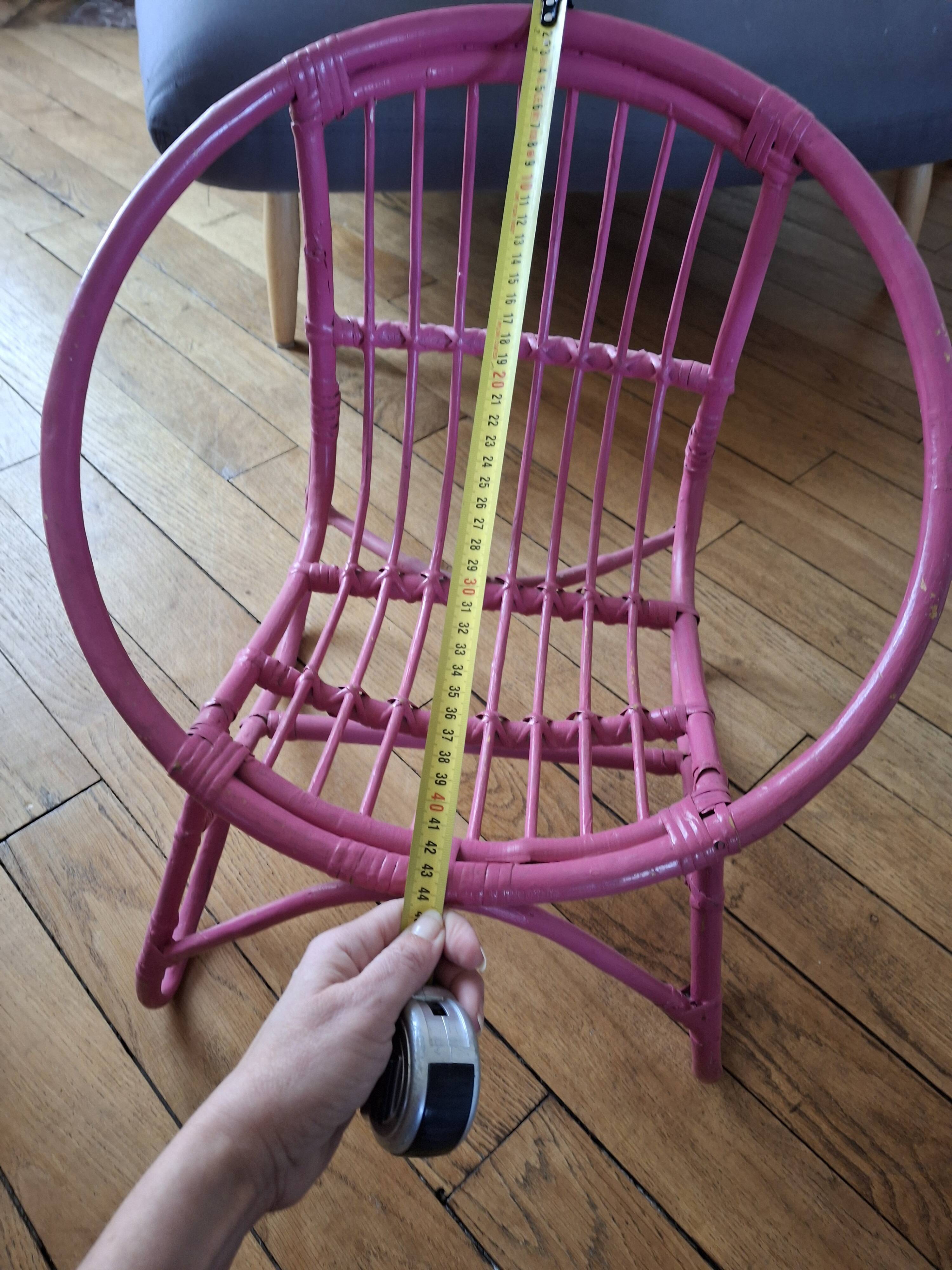 Pink rattan children's armchair