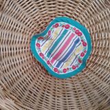 Vintage rattan worker, wrought iron tripod base, 60s