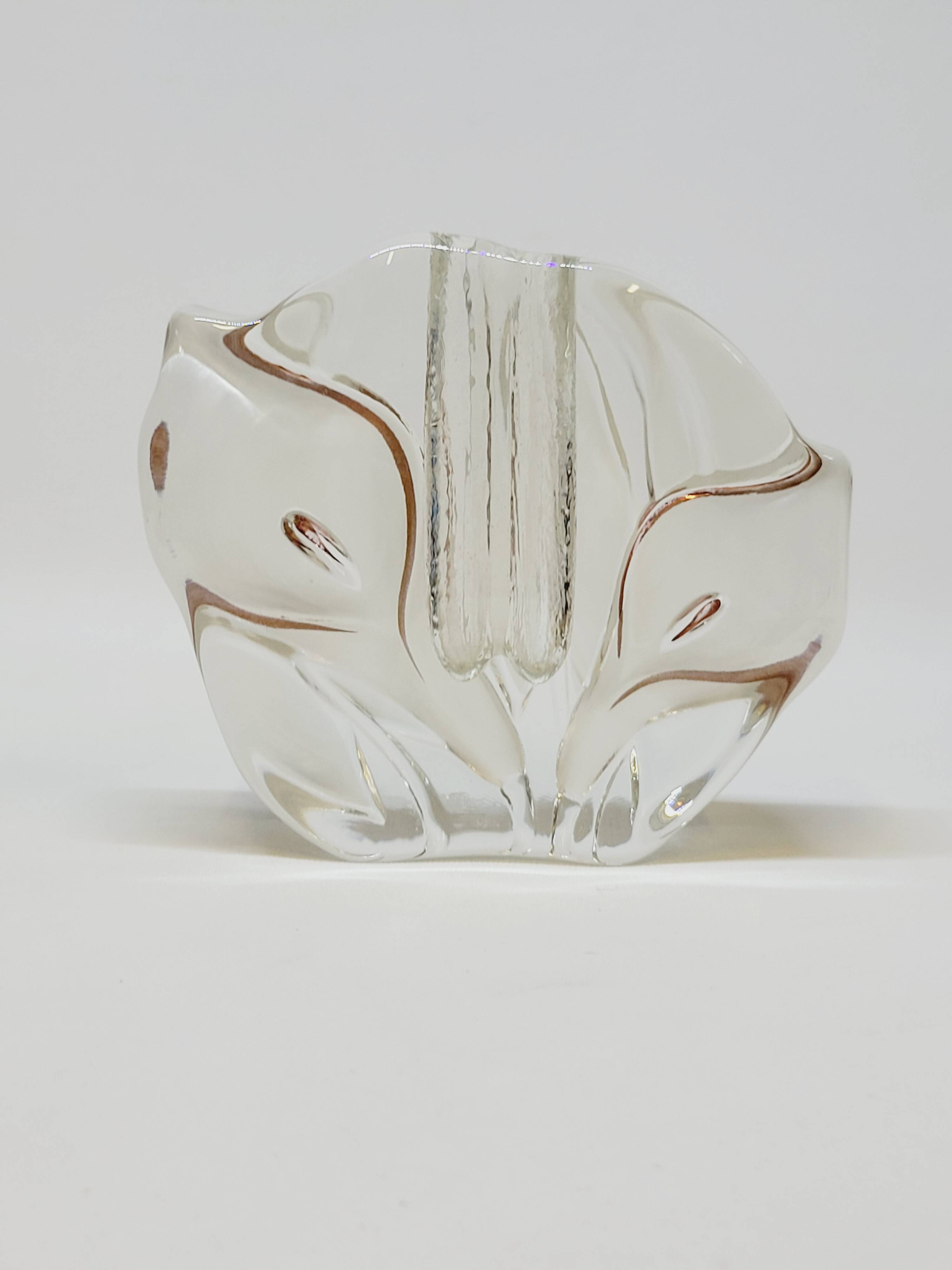 Vintage Walther Glas Germany Glass Soliflore Vase with Lily Decor