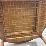 Table basse vintage ronde en teck et rotin