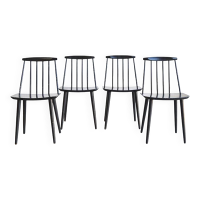 Série de quatre chaises scandinave vintage par Folke Pâlsson, modèle J77