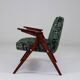Fauteuil scandinave Space Age en bois et tissu vert