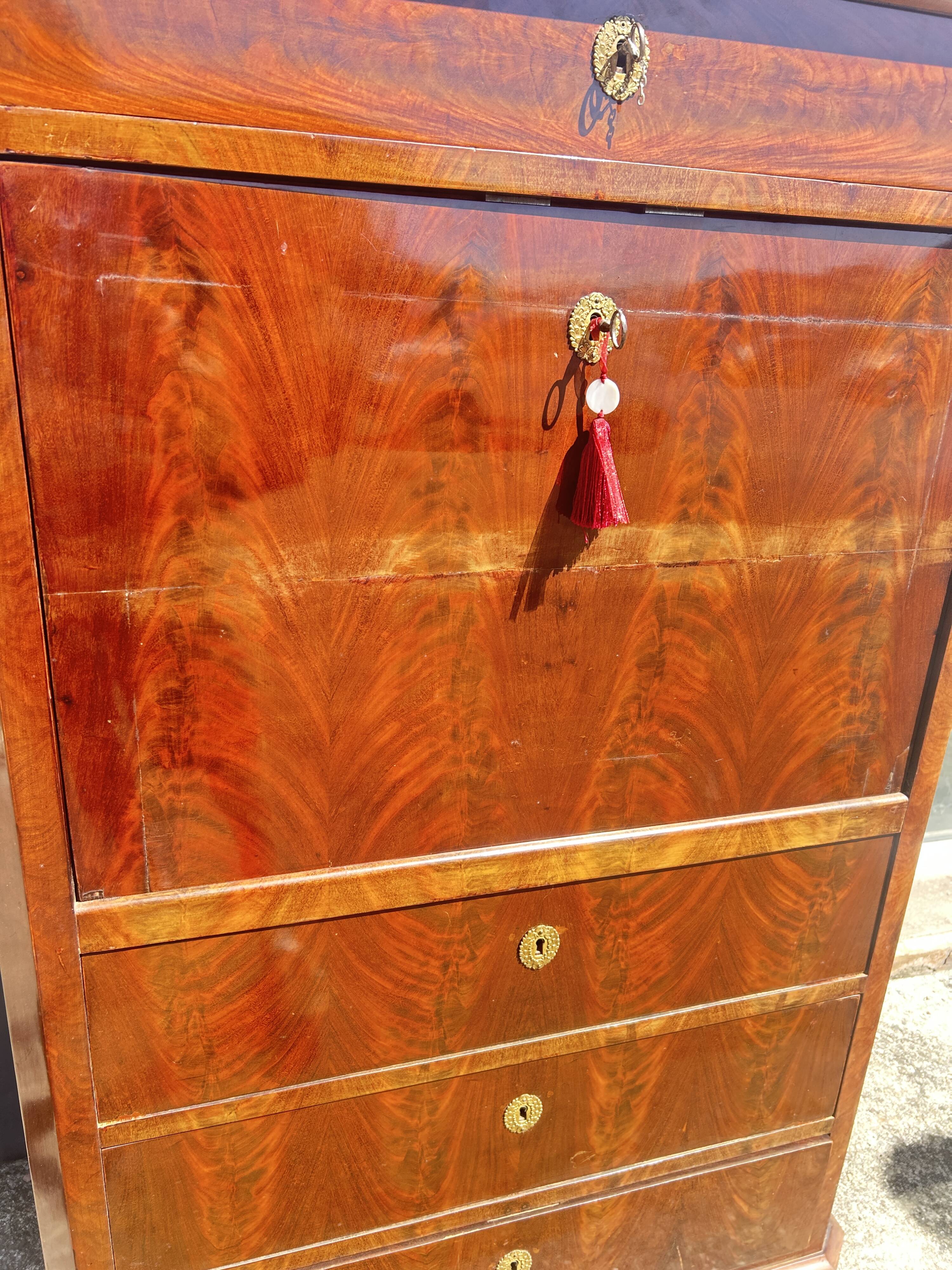 Mahogany drop-leaf secretary, Louis Philippe