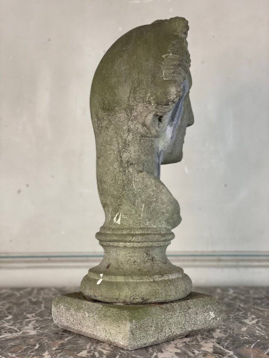 Female bust sculpted in stone