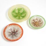 Three large colored 1930s glass bowls by Karl Wiedmann for WMF Ikora