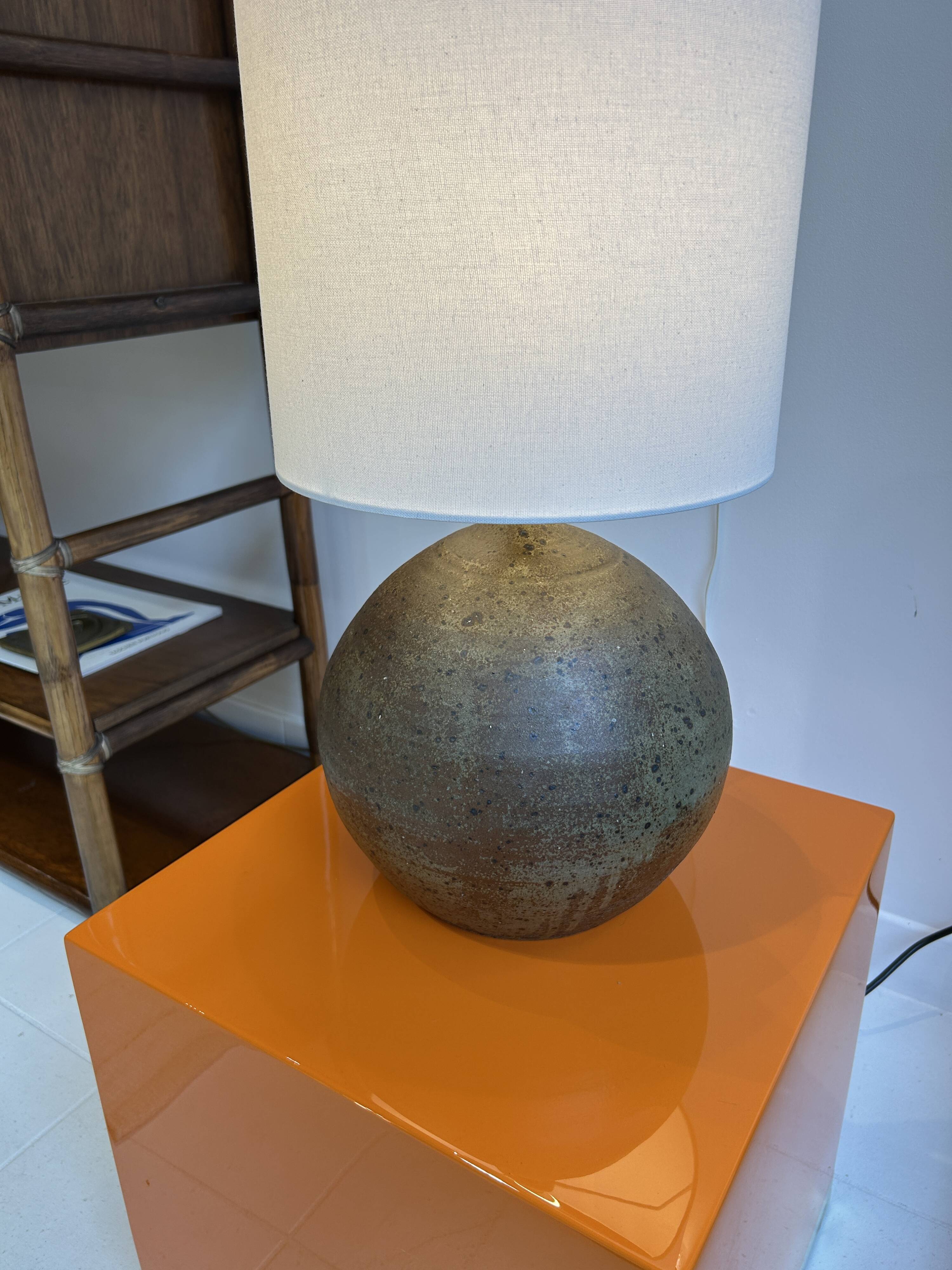 Guy Baudat stoneware ball lamp