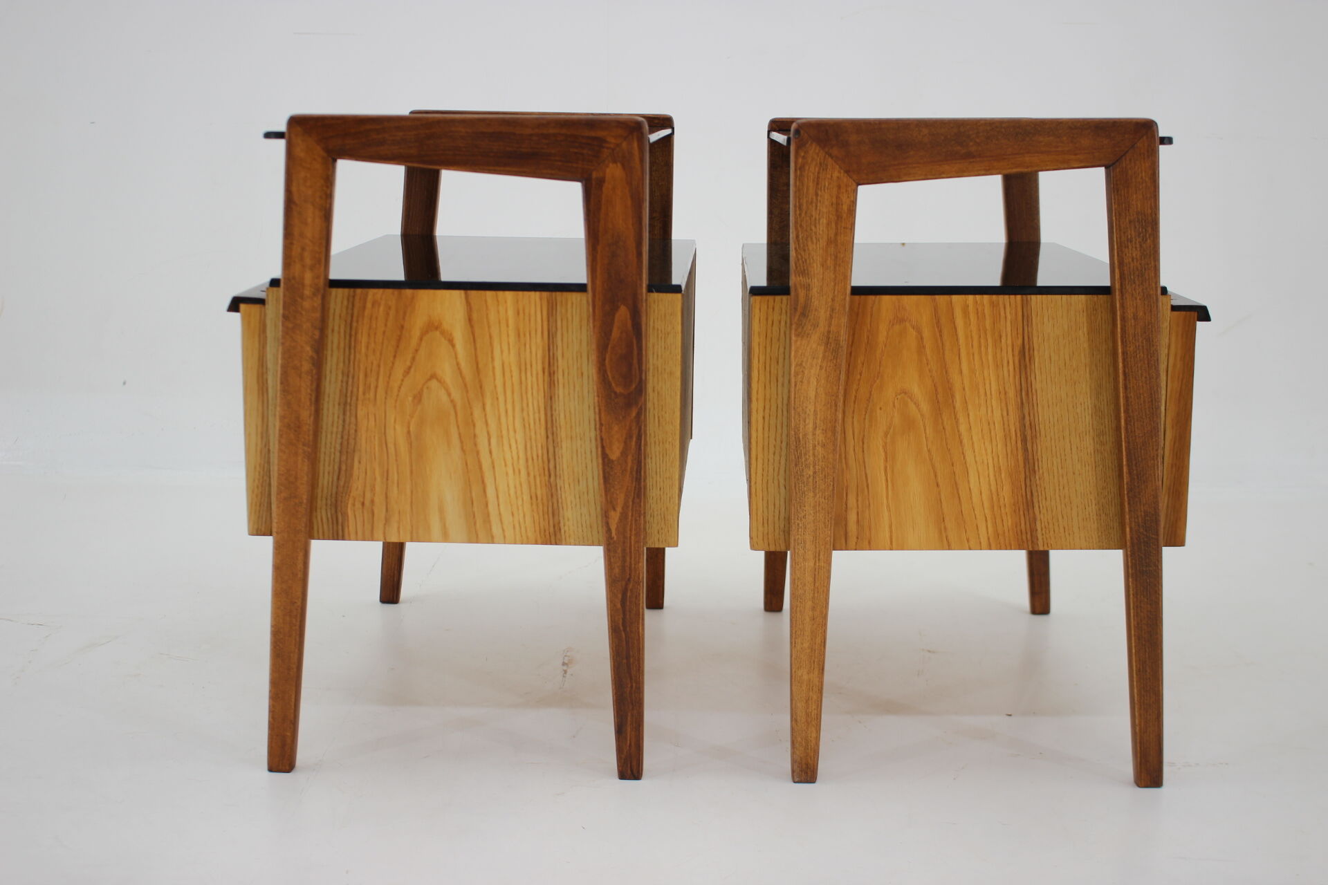 1960s pair of restored bedside tables, czechoslovakia