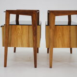 1960s pair of restored bedside tables, czechoslovakia