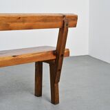 Banc en pin massif par Christian Durupt, circa 1960