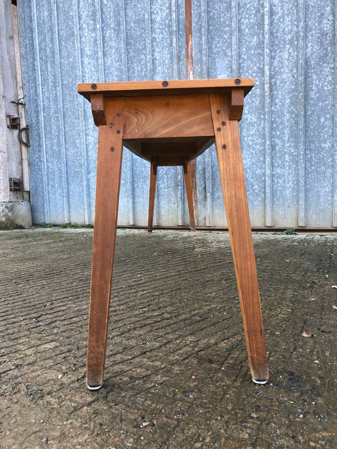 Table console vintage en hêtre massif